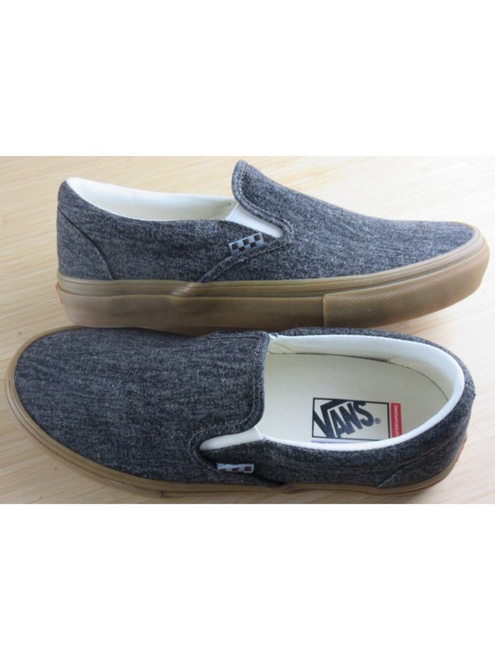Vans Men's Skate Slip On Black Denim Gum Bottom PopCush shoes Size 9.5 - Picture 7 of 7